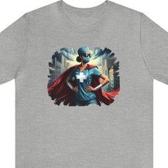 Nurse Hero: Saving Lives Unisex Short Sleeve Tee, nurse apparel, nursing shirt, nurse superhero - Subtle Blue M