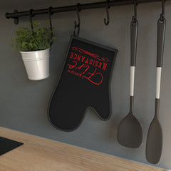 Oven Glove Mitt Potholder TTRPG Gift - DnD Mitten of Fire Resistance - Black Red, dungeons & dragon inspired - Subtle Blue M