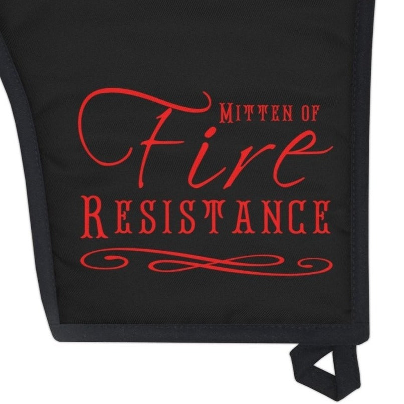 Oven Glove Mitt Potholder TTRPG Gift - DnD Mitten of Fire Resistance - Black Red, dungeons & dragon inspired - Subtle Blue M