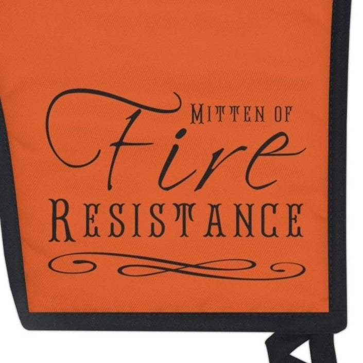 Oven Glove Mitt Potholder TTRPG Gift - DnD Mitten of Fire Resistance - Orange and Black, D&D inspired - Subtle Blue M