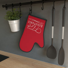 Oven Glove Mitt Potholder TTRPG Gift - DnD Mitten of Fire Resistance Red and White - Subtle Blue M