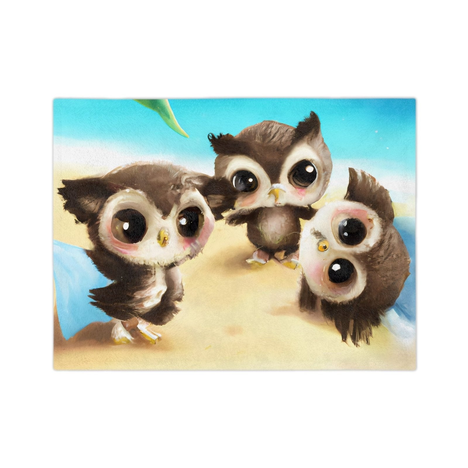 Owl-ways Cozy Velveteen Minky Blanket - Subtle Blue M