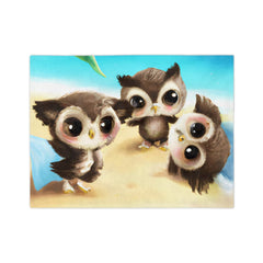 Owl-ways Cozy Velveteen Minky Blanket - Subtle Blue M