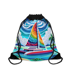 Papercut Sea Breeze Drawstring Bag - Subtle Blue M