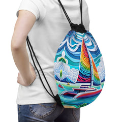 Papercut Sea Breeze Drawstring Bag - Subtle Blue M