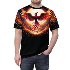 Phoenix Rising Unisex Cut & Sew Tee (AOP) - Subtle Blue M