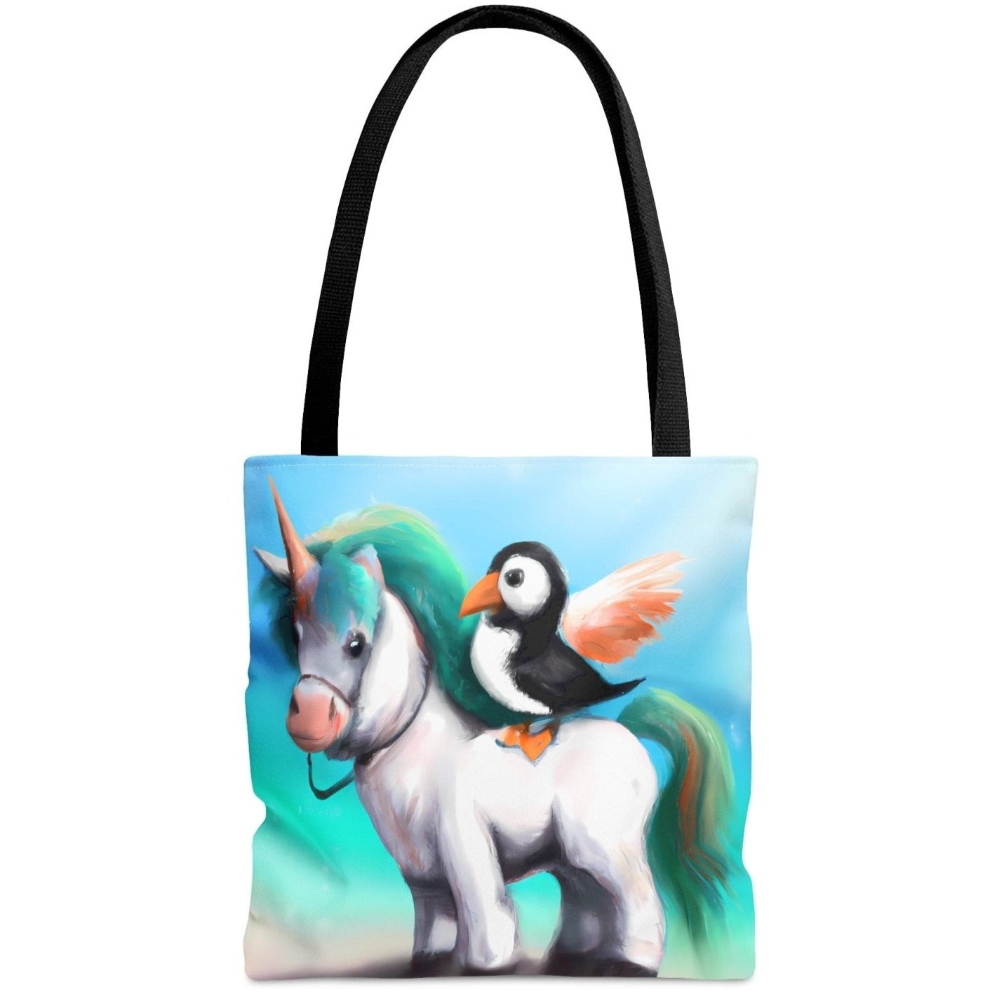 Puffincorn Tote, unicorn bag, puffin accessories - Subtle Blue M