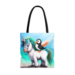 Puffincorn Tote, unicorn bag, puffin accessories - Subtle Blue M