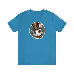 Rabbit Renegade Unisex Short Sleeve Tee, rabbit fashion, bunny shirt, Aqua - Subtle Blue M