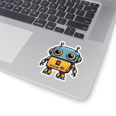 Robo-Charm Kiss-Cut Sticker, robot themed sticker, nerd sticker - Subtle Blue M
