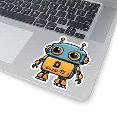 Robo-Charm Kiss-Cut Sticker, robot themed sticker, nerd sticker - Subtle Blue M
