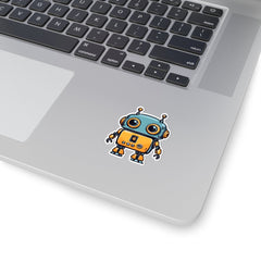 Robo-Charm Kiss-Cut Sticker, robot themed sticker, nerd sticker - Subtle Blue M