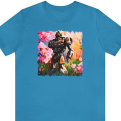 Robot Flowers Unisex T-Shirt - Subtle Blue M