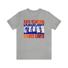 Safe Staffing Unisex T-Shirt, nursing strike shirt, contract negotiations apparel, nurse fashion - Subtle Blue M