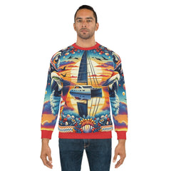 Sailing Ugly Christmas Sweater - Sailor’s Festive Flock, sailing apparel, catamaran christmas - Subtle Blue M