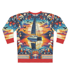 Sailing Ugly Christmas Sweater - Sailor’s Festive Flock, sailing apparel, catamaran christmas - Subtle Blue M