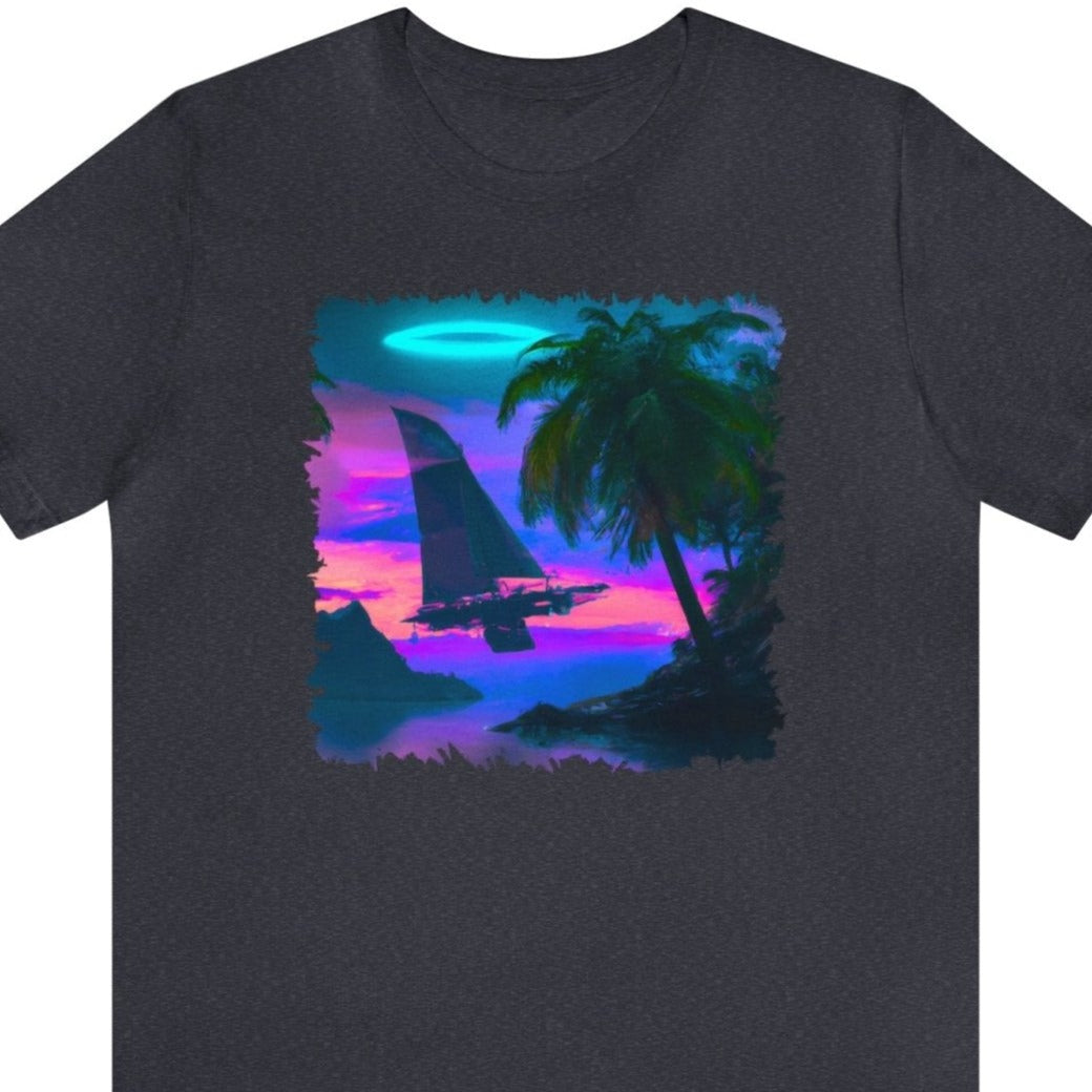 Mystery Sails 4 Unisex T-Shirt, geek sailboat, nerd catamaran, sailing future - Subtle Blue M