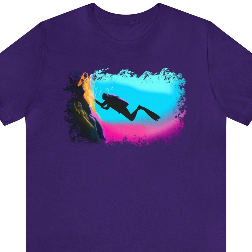 Diver 2 Unisex T Shirt - diver silhouette shirt, pastel diving fashion - Subtle Blue M