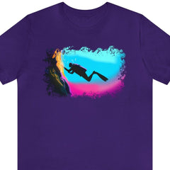 Diver 2 Unisex T Shirt - diver silhouette shirt, pastel diving fashion - Subtle Blue M