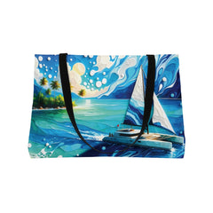 Seaside Escape Large Tropical Tote Bag - Subtle Blue M