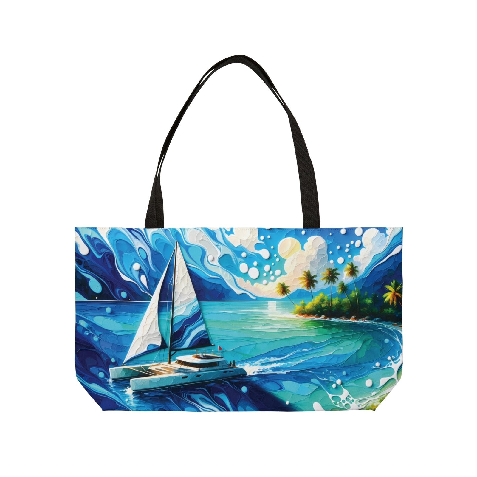 Seaside Escape Large Tropical Tote Bag - Subtle Blue M