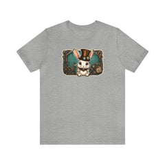 Steampunk Elegance Bunny Tee, adorable rabbit shirt, cute bunny fashion, Athletic Heather - Subtle Blue M