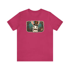 Steampunk Elegance Bunny Tee, adorable rabbit shirt, cute bunny fashion, Berry - Subtle Blue M