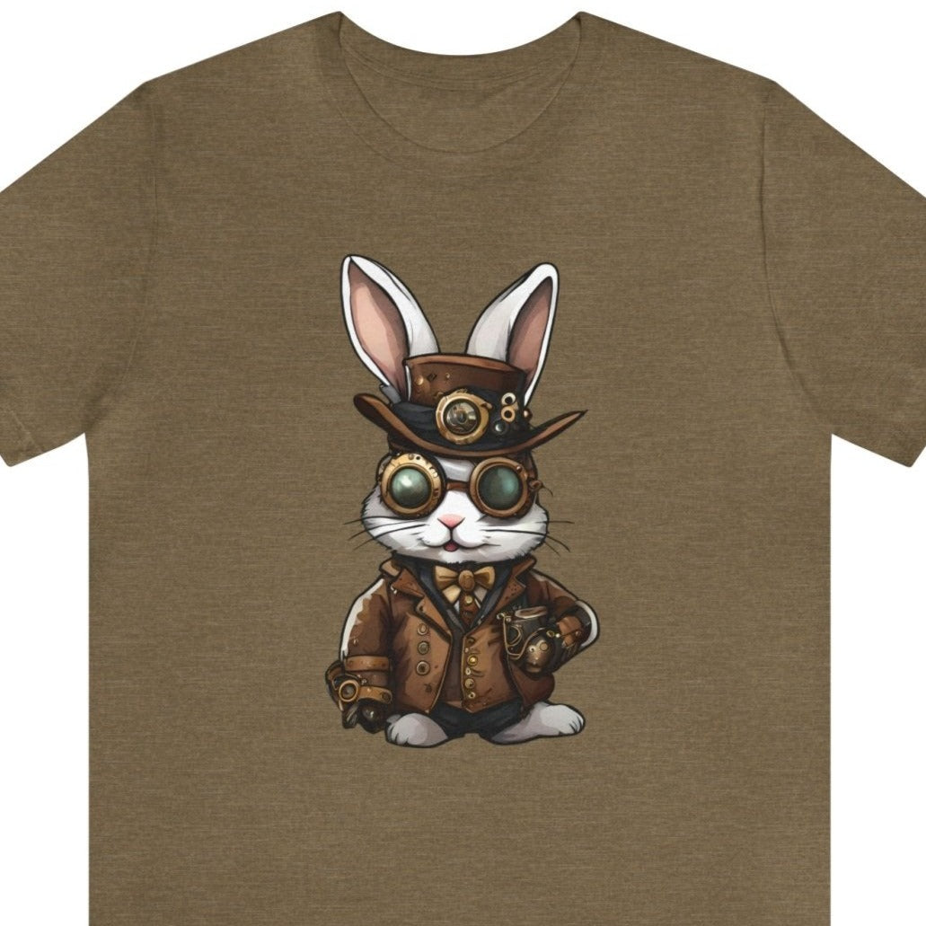 Steampunk Hare Havoc Unisex Tee, rabbit fashion, bunny accessories - Subtle Blue M