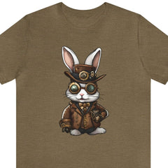 Steampunk Hare Havoc Unisex Tee, rabbit fashion, bunny accessories - Subtle Blue M