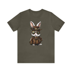 Steampunk Hare Havoc Unisex Tee, rabbit fashion, bunny accessories - Subtle Blue M