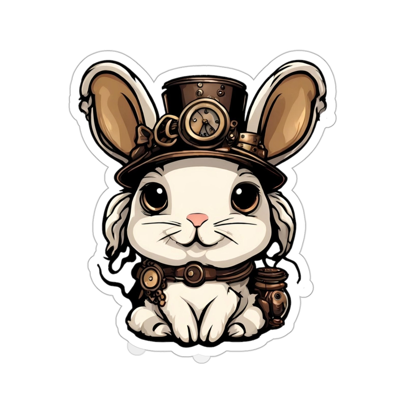 Steampunk Leporine Luminary Kiss-Cut Sticker - Subtle Blue M