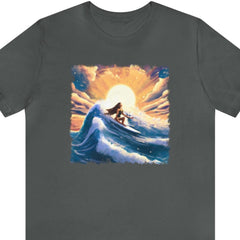 Sunset Surfer Girl Unisex T-Shirt - Subtle Blue M