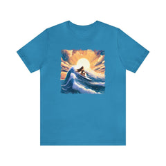 Sunset Surfer Girl Unisex T-Shirt - Subtle Blue M
