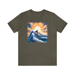 Sunset Surfer Girl Unisex T-Shirt - Subtle Blue M