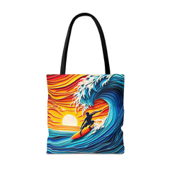 Sunset Surfer Silhouette Tote Bag - Subtle Blue M