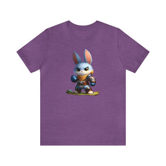 Tough Bunny Unisex Short Sleeve Tee, bunny apparel, rabbit fashion, Heather Team Purple - Subtle Blue M