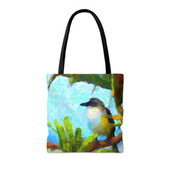 Tropical Bird Tote Bag, birdwatching accessories, bird inspired fashion - Subtle Blue M