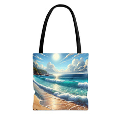 Tropical Tranquility Tote Bag, ocean inspired bag, beach tote - Subtle Blue M