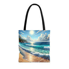 Tropical Tranquility Tote Bag, ocean inspired bag, beach tote - Subtle Blue M