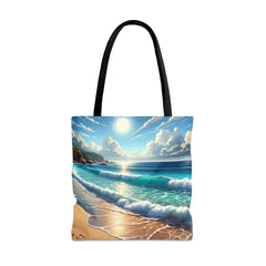 Tropical Tranquility Tote Bag, ocean inspired bag, beach tote - Subtle Blue M