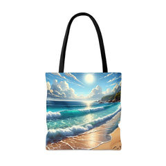 Tropical Tranquility Tote Bag, ocean inspired bag, beach tote - Subtle Blue M