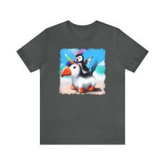 Unicorn Puffin 1 Unisex T-Shirt, unicorn fashion, penguin princess shirt, funny shirt, Asphalt - Subtle Blue M