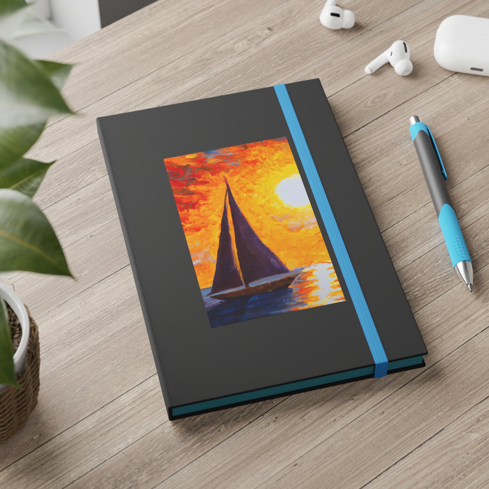 Impressionist Sails 3 Color Contrast Notebook - Ruled - Notebook Sailing Log Journal SubtleBlueM