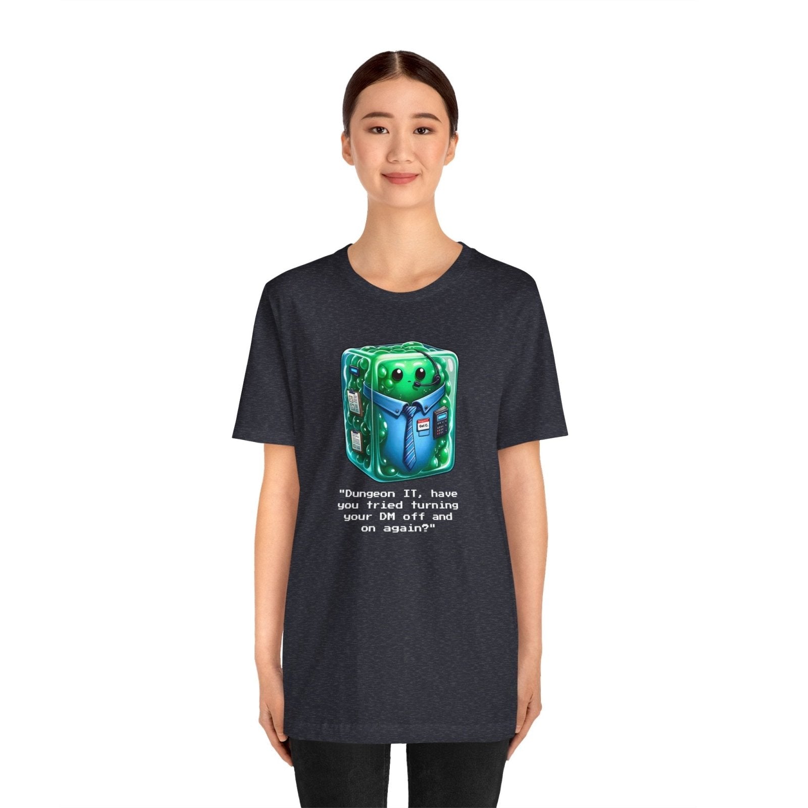 Dungeons & Dragons Gelatinous Cube Tech Support Graphic Tee Shirt DnD TTRPG - Subtle Blue M