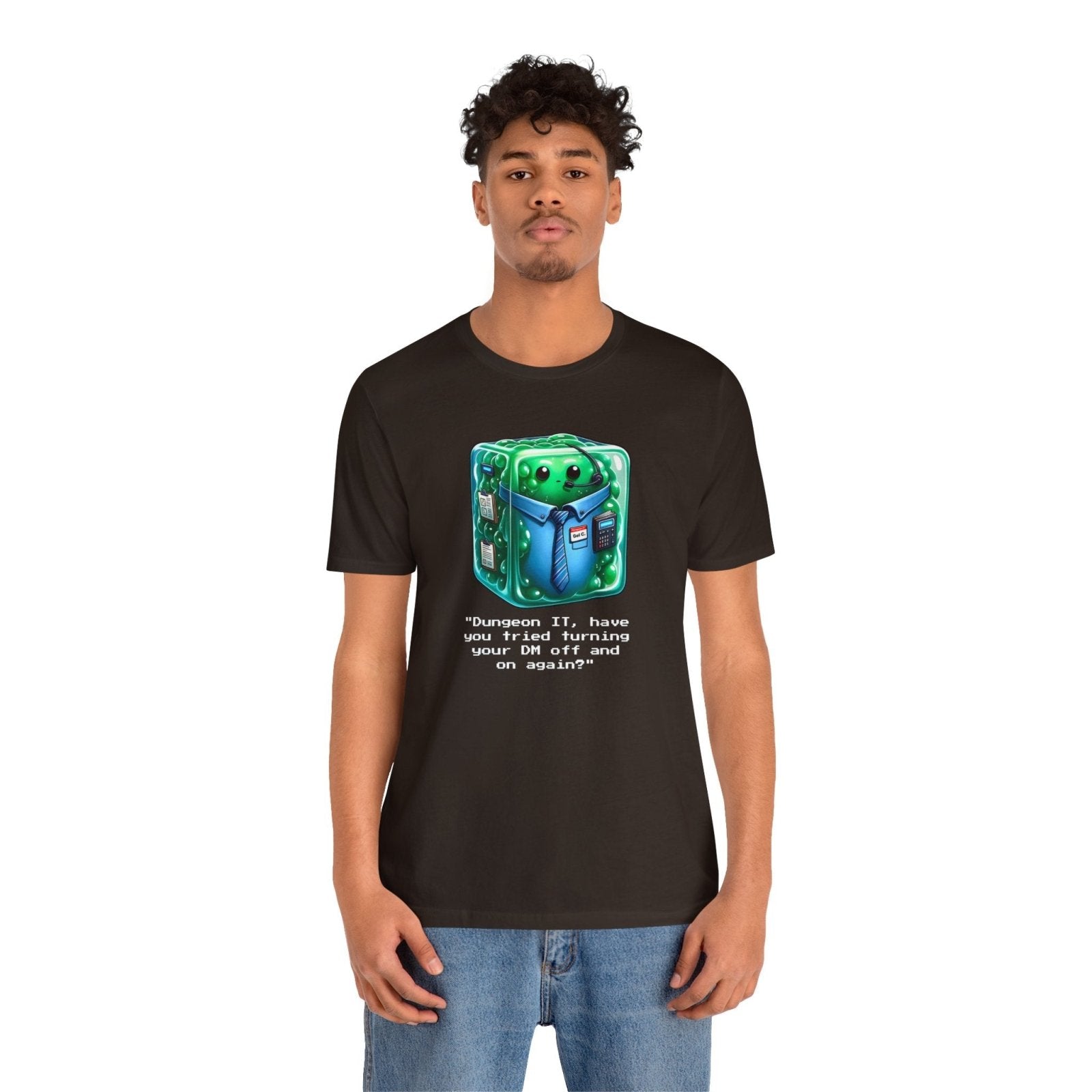 Dungeons & Dragons Gelatinous Cube Tech Support Graphic Tee Shirt DnD TTRPG - Subtle Blue M