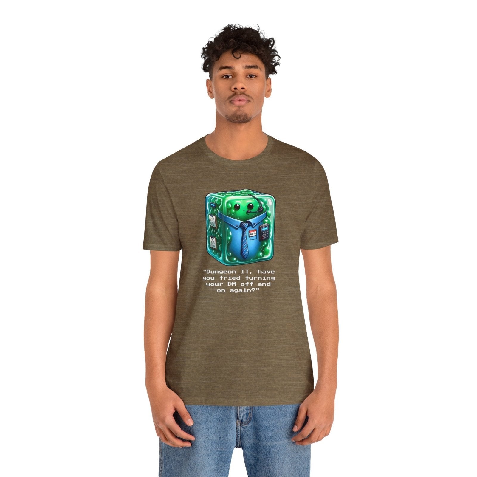 Dungeons & Dragons Gelatinous Cube Tech Support Graphic Tee Shirt DnD TTRPG - Subtle Blue M