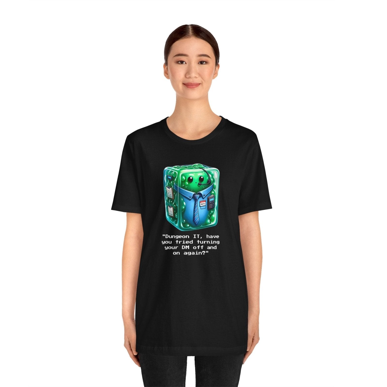 Dungeons & Dragons Gelatinous Cube Tech Support Graphic Tee Shirt DnD TTRPG - Subtle Blue M