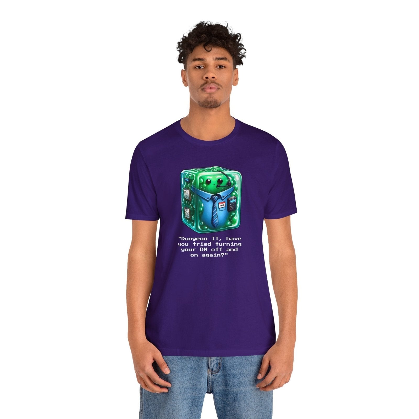 Dungeons & Dragons Gelatinous Cube Tech Support Graphic Tee Shirt DnD TTRPG - Subtle Blue M