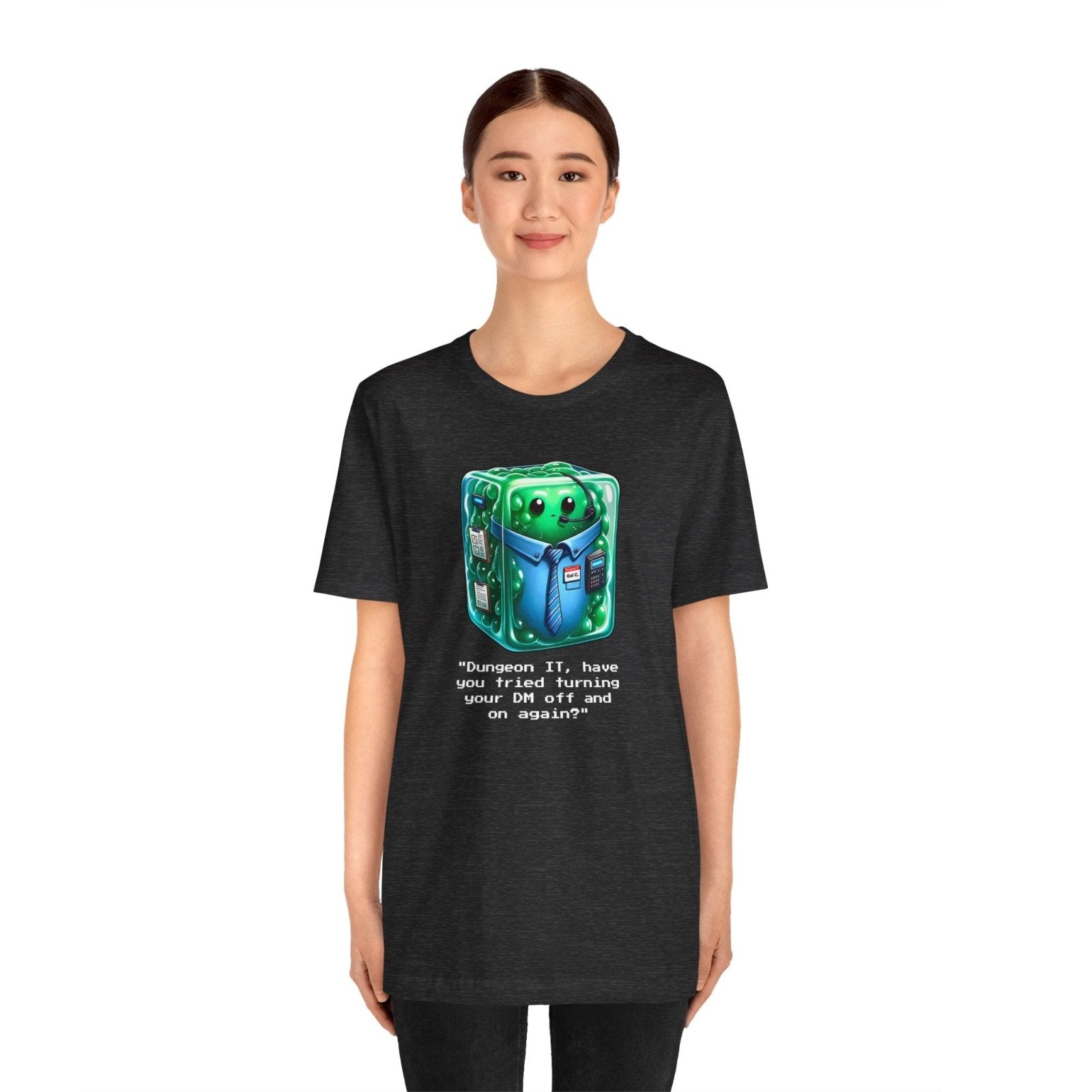 Dungeons & Dragons Gelatinous Cube Tech Support Graphic Tee Shirt DnD TTRPG - Subtle Blue M