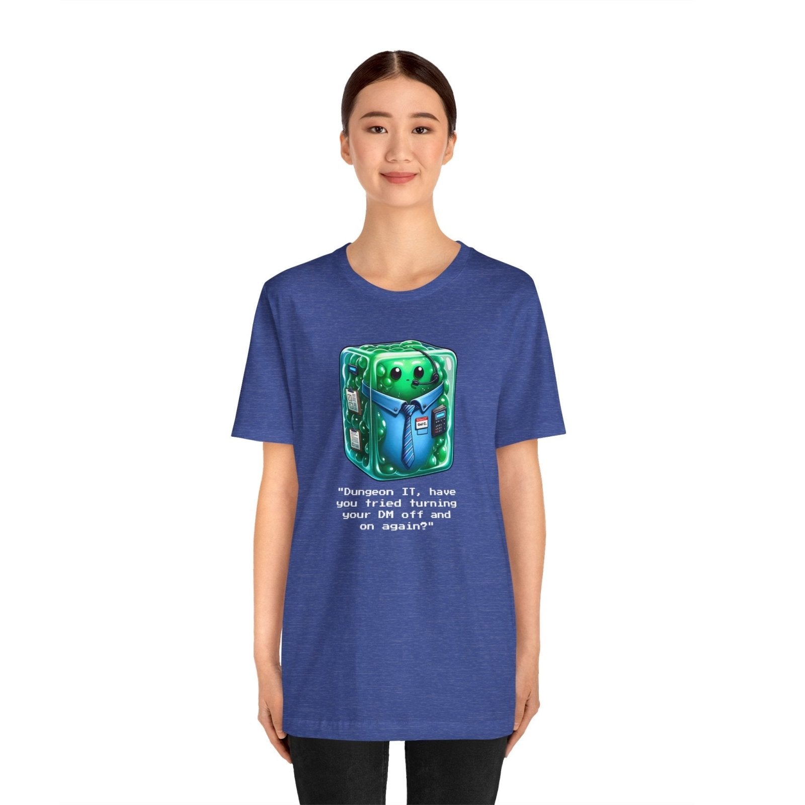 Dungeons & Dragons Gelatinous Cube Tech Support Graphic Tee Shirt DnD TTRPG - Subtle Blue M